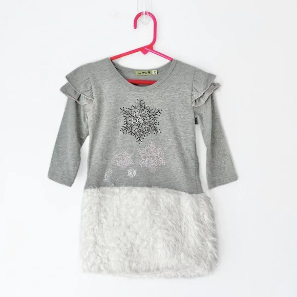Little Mass | Dresses | Little Mass Toddler Girls Long Sleeve Ruffle Winter  Snowflake Faux Fur Dress 2t | Poshmark